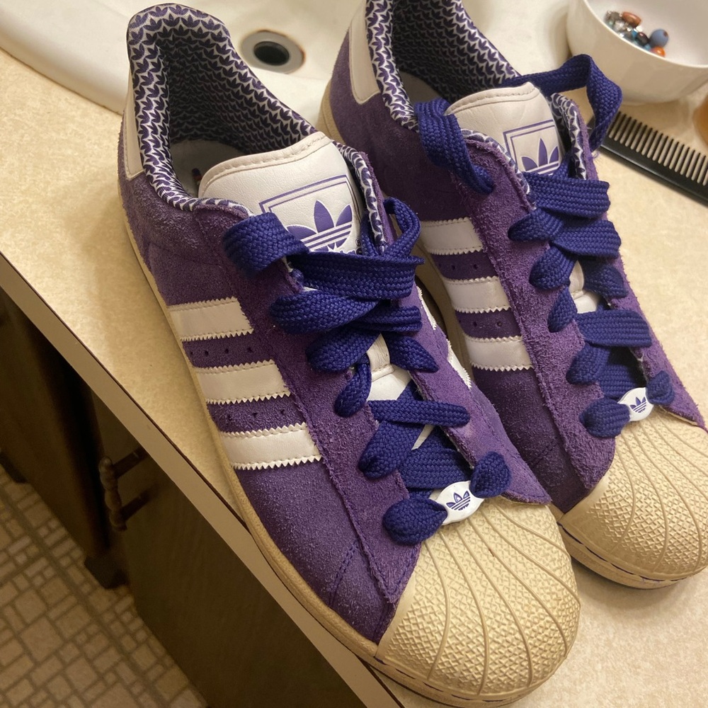 Adidas Purple and Cream Sneakers